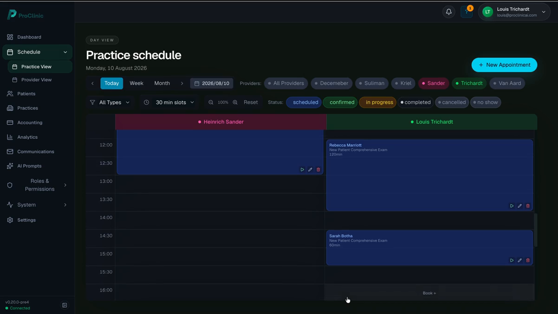 ProClinic step 02 — Schedule